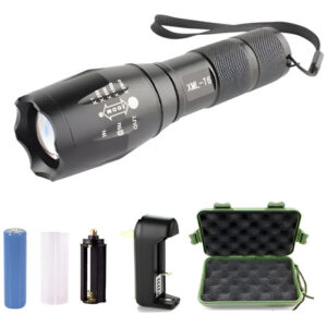 Linterna Led Potente Tactica Militar Recargable Caza Pesca - Blanco - Negro
