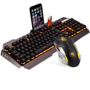Teclado Y Mouse Gamer Usb Retro Iluminado Led 2000dpi Combo Kit Negro